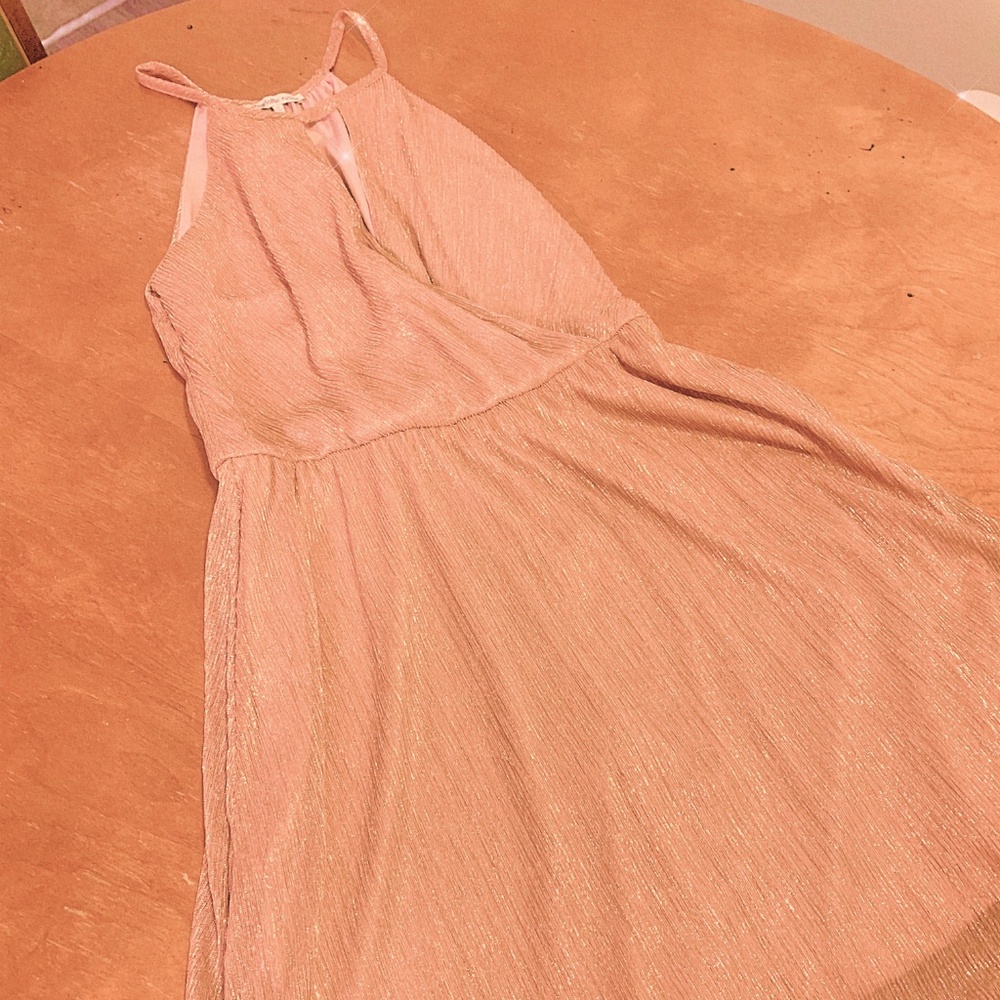 Coral Halter Shimmer Dress